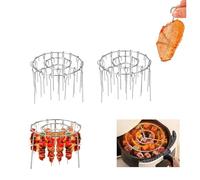 6.3 Inch Air Fryer Kebab Rack with 30pcs Skewers, Air Fryer Standing Barbecue Rack for More Even Heating, for Meat skewers, Chicken Legs, Wings, Thighs, for Grill, Smoker, Oven