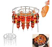 6.3 Inch Air Fryer Kebab Rack with 30pcs Skewers, Air Fryer Standing Barbecue Rack for More Even Heating, for Meat skewers, Chicken Legs, Wings, Thighs, for Grill, Smoker, Oven