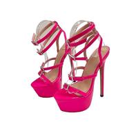 6.3 Inch High Heel Ankle Strap Sandals for Women - Cute Sweet Mary Jane Pumps for Daily Walking, Wedding, Evening Party,Pink,7 UK