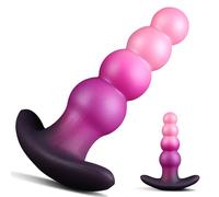 6.3 Inch Large Silicone Anal Plug with Knot and T-Base Soft Wearable Beaded Dildo for G-Spot Prostate Massage Trainer Adult Toy (L,Purple)