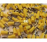6.3 yellow terminal crimp connector push on female spade crimps 25 50 100 pack (50)