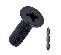 #6-32 x 1/2" Flat Head Machine Screws (100 pcs), 18-8 (304) Stainless Steel, Phillips Drive Flat Head Machine Screws, Black Oxide Coated, Fayeploo (with Phillips Driver Bit)