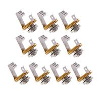 6.35 mm 1/4''Mono Audio Socket Female Connector Panel Mount 10 Pcs Silver