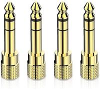 6.35mm (1/4 inch) Male to 3.5mm (1/8 inch) Female Stereo Audio Adapter Converter for Guitar Headphones Amp, Gold Plated 4 Pack