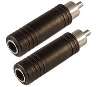 6.35mm 1/4" Mono Female Jack Socket to Single RCA Phono Plug Adaptor x 2