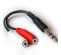 6.35mm (1/4") Stereo Jack Plug to 2x 3.5mm Stereo Socket Splitter Adapter Cable