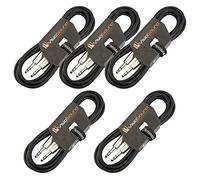 6.35mm 1/4" Stereo TRS Jack to Jack Balanced Audio Cable 5 Pack Black 3m