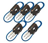 6.35mm 1/4" Stereo TRS Jack to Jack Balanced Audio Cable 5 Pack Blue 1m | 5 x Noiseless OFC Balanced Signal, Audio, Patch Cable / 8 Colours