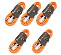 6.35mm 1/4" Stereo TRS Jack to Jack Balanced Audio Cable 5 Pack Orange 6m