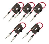6.35mm 1/4" Stereo TRS Jack to Jack Balanced Audio Cable 5 Pack Red 0.5m