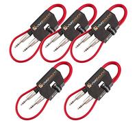 6.35mm 1/4" Stereo TRS Jack to Jack Balanced Audio Cable 5 Pack Red 1m | 5 x Noiseless OFC Balanced Signal, Audio, Patch Cable / 8 Colours