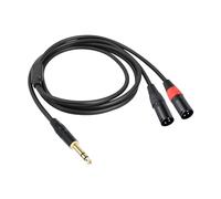 6.35mm 1/4" to Dual Canon Microphone Cable Stereo Mic 6.35 Trs Male
