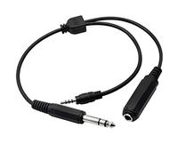 6.35mm 1/4 TRS to 1/4 6.35mm TRS Female + 3.5mm 1/8 TRRS Male Stereo Headphone Y Splitter Extension Cable Guitar Amplifier Instrument Cable Headphone Adapter