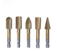 6.35mm Hex Shank HSS Rotary Burr Set - 5 Titanium Coated Files for Wood Metal Carving