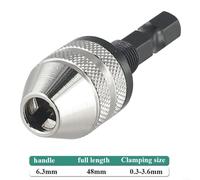 6.35mm Hex Shank Keyless Drill Bit Chuck Adapter Converter Tool, Aluminum Alloy Quick Change for Electric Grinder or Nail Machine (0.3-3.6mmS)