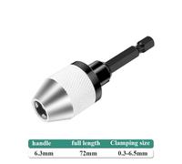 6.35Mm Hex Shank Keyless Drill Chuck Adapter for Electric Grinder Engraving Machine Nail Machine - Aluminum Alloy Quick Change Bit Converter Tool for Automotive Garage Home Use