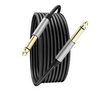 6.35mm Instrument Cable 3M,Silver Color Premium 6.35mm Mono Jack 1/4" TS Cable Unbalanced Guitar Patch Cords/Instrument Cable Male to Male with Zinc Alloy Housing and Nylon Braided(10Ft/3M)