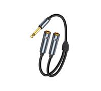 6.35mm Male to Dual 6.35mm Female Adapter Double Stereo 6.35mm 1-to-2 Audio Extension Cable for Amplifier Speaker