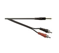 6 35mm Mono Jack Plug to 2 x Phono Plugs, Black