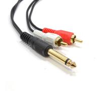 kenable 6.35mm Mono Jack to 2 RCA Phono Plugs Screened Audio Cable Black 5m