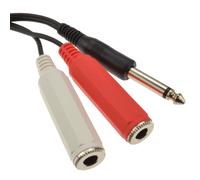 6.35mm Mono Jack Plug to Twin Mono 6.35mm Sockets Audio Cable 50cm