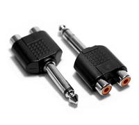 6.35mm Mono Male to 2 RCA Female Adapter 1/4" Plug Phono Socket Converter