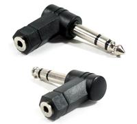6.35mm Stereo Jack Plug to 3.5mm Socket Adapter - 6.3mm 1/4 Right Angle 90 Degree - Loops
