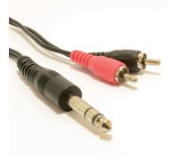 kenable 6.35mm Stereo Jack Plug to Aux RCA Phono Plugs OFC Audio Cable 1m