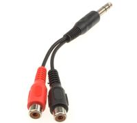 6.35mm Stereo Jack Plug to Twin RCA Phono Sockets Adapter Cable 10cm