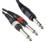 kenable 6.35mm Stereo Jack to Twin 6.35mm Mono BIG Jacks Cable 6m