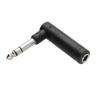 6.35mm Stereo Right Angled Jack Plug to 6.35mm Stereo Jack Socket Adapter
