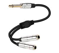 6.35mm TS Guitar Signal Audio Y Splitter Cable, 1/4" Male to Dual Mono 1/4" Female Adapter with Gold-Plated OFC HiFi TS Speaker Headphone Extension Cable-50cm