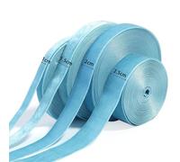 6-38mm Colour Single Face Line Velvet Ribbon for Packaging Bowknot Holiday Christmas Party Decorations for Wrapping Wedding(Light Blue,38mm (5Yards))