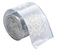 6 3cm by 2m Satin Fabric Ribbon with Snowflake Pattern for Seasonal Decorations and Craft Projects (6.3CM Silver)