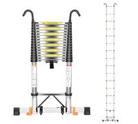 6.3M Telescopic Ladder 20.6FT, with Balance Bar Anti-fall Hook Anti-tilt High-Strength Stainless Steel Extendable Ladders, Non-Slip Feet Adjustable Height Portable for Outdoors and Interiors, EN131