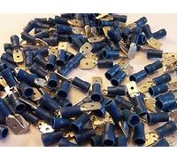 6.3mm blue MALE spade terminal crimp connector 25 50 100 pack (100)