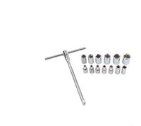 6.3mm T-Handle Socket Wrench Set with Interchangeable Heads Short and Long Extensions Metal Construction Ergonomic Grip for Efficient Torque Complete Kit for Mechanics and DIY Use(A)