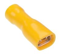 6.3mm Yellow Female Insulated Double Crimp Connector Terminal DIY (Pack of 10)