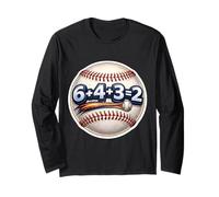 6+4+3=2 Double Play Baseball Player Funny Coach Saying Quote Long Sleeve T-Shirt
