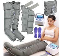 6/4-Cavity Air Compression Leg Massager Machine, Pressotherapy Boots for Waist Leg Lymphedema Circulation Swelling Relax Pain Relief, Timed and Adjustable Pressure (Grey 4)