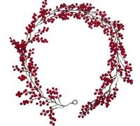 6.4 FT Christmas Red Berry Garland, Artificial Red and Burgundy Berry Christmas Garland for Indoor Outdoor Home Fireplace Decoration for Winter Holiday New Year Decor (Red)