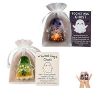 6 * 4cm Ghost Pocket Hug, Emotion Support Ghost with Inspirational Card, Halloween Positive Motivitional Ghost Pocket Card, Inspirational Gift for Friends (A+B)