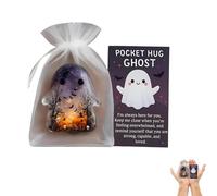 6 * 4cm Ghost Pocket Hug, Emotion Support Ghost with Inspirational Card, Halloween Positive Motivitional Ghost Pocket Card, Inspirational Gift for Friends (A)