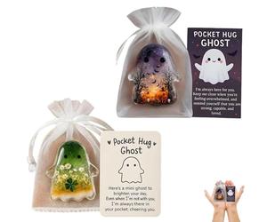 6 * 4cm Ghost Pocket Hug, Halloween Positive Motivitional Ghost Pocket Card, Emotion Support Ghost with Inspirational Card, Inspirational Gift for Friends (A+B)