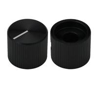 6.4mm Round Hole Short Solid Metal Amplifier Control Knob For HiFi Volume, Guitar Tone Pack of 2 (Black)