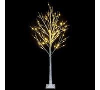 6/5/4FT Lighted Birch Tree, White Twig Christmas Tree Decorations Indoor, Artificial Spirit Tree with Fairy Lights, LED Birch Branches for Home Wedding Easter Christmas Decoration (4FT)