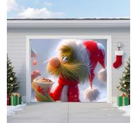 6.5 * 5ft/2 * 1.5m,Christmas Garage Door Banner - Festive Holiday Party Backdrop with Elf & Snow Scene, Large Waterproof Reusable Outdoor Decoration for Garage, Porch, Living Room & Bedroom
