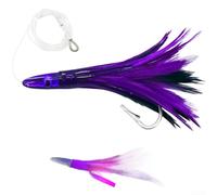 6.5" Feather Trolling Jig Lure with Hook, UV Enhanced Saltwater Fishing Bait for GT & Trout, Realistic Swim Action(05#)