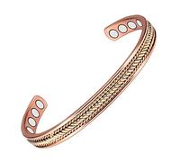 6.5 inch Braided Tri Tone Magnetic Copper Bracelets for Women or Men, Copper Cuff Bangle, Valentine's Day Gift (CPB-0268-uk6)