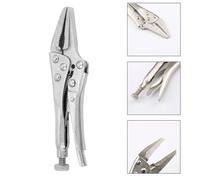 6.5 Inch Locking Pliers with Long Needle Nose for Tight Spaces, Adjustable Vise Grip Clamp with Trigger Release, Forged 45# Steel Hand Tool, Silver (1 Pc)